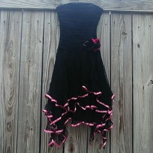 Black Dotted Lace Formal Dress